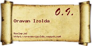 Oravan Izolda névjegykártya